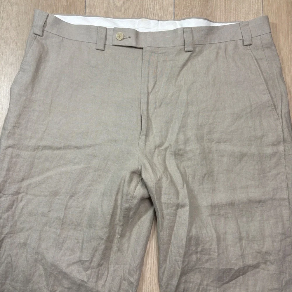 Calvin Klein Mens 100% Linen Pants Tan Beige Straight Leg 38x32 P4900048672